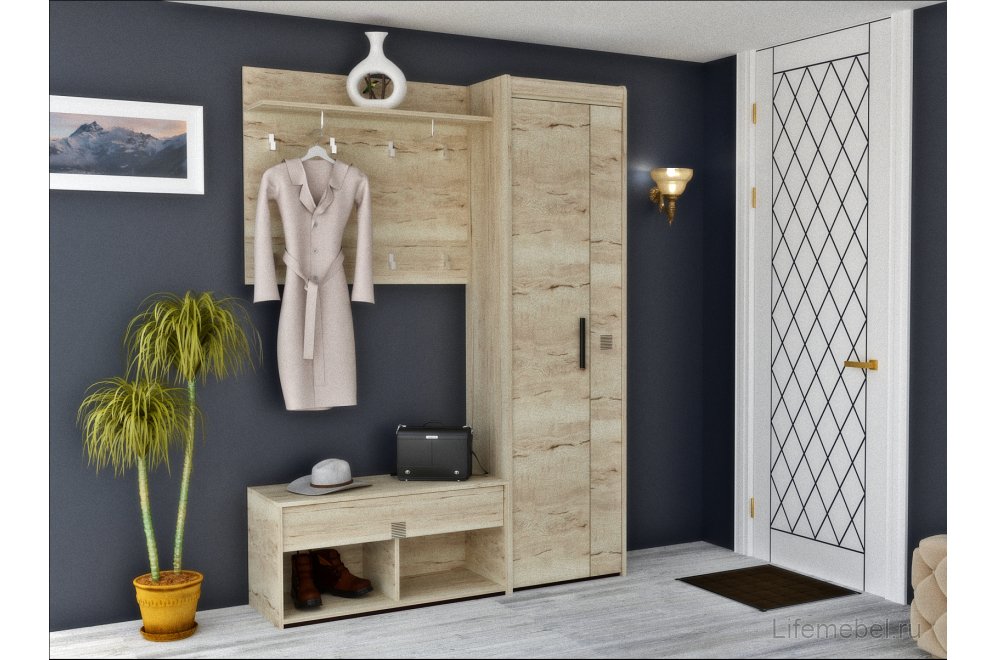 Настенная вешалка Мале ПМ-10 дуб галифакс белый