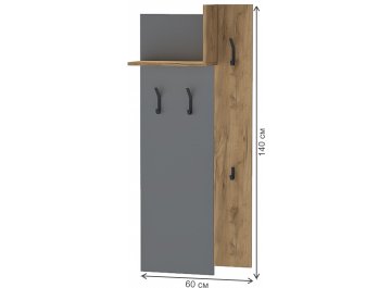 Вешалка настенная МС Квадро В-1 графит / дуб крафт золотой