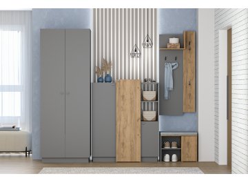 Вешалка настенная МС Квадро В-1 графит / дуб крафт золотой