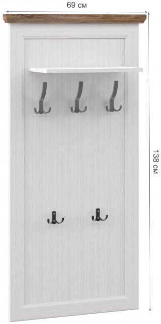 Настенная вешалка Тиволи МН-035-31 белый структурный / дуб стирлинг