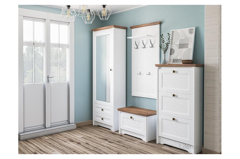 Настенная вешалка Тиволи МН-035-31 белый структурный / дуб стирлинг