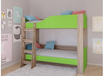 Двухъярусная кровать Астра 2 с ящиком дуб сонома / салатовый