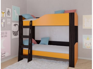 Детская кровать Астра 2 без ящика венге / оранжевый