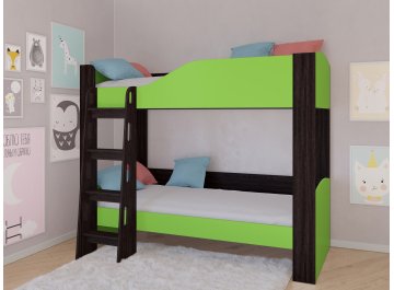 Детская кровать Астра 2 без ящика венге / салатовый