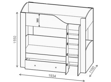 Детская кровать Астра 2 с ящиком дуб молочный / венге