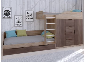 Детская кровать Астра 6 дуб сонома / дуб шамони