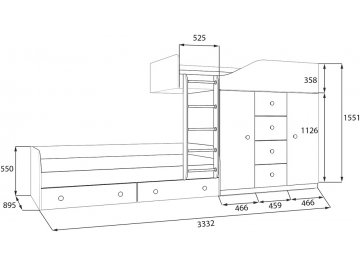 Детская кровать Астра 6 дуб сонома / дуб шамони