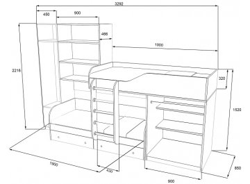 Детская кровать Лео дуб молочный / оранжевый