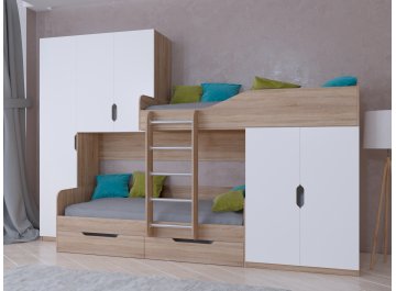 Детская кровать Лео дуб сонома / белый