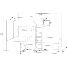 Двухъярусная кровать Трио