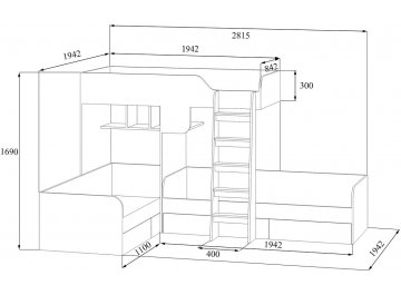 Детская кровать Трио дуб сонома / орех