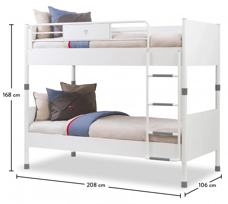 Двухъярусная кровать White 90х200 белая