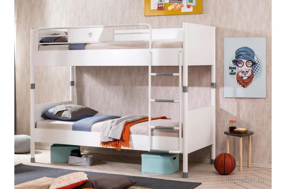 Двухъярусная кровать White 90х200 белая