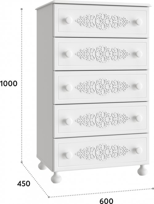 Комод Ассоль АС-62 белое дерево