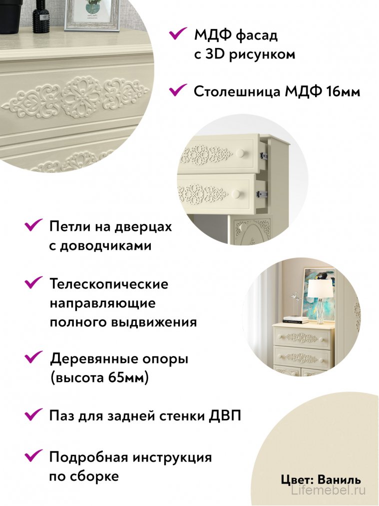 Комод Ассоль АС-63 ваниль
