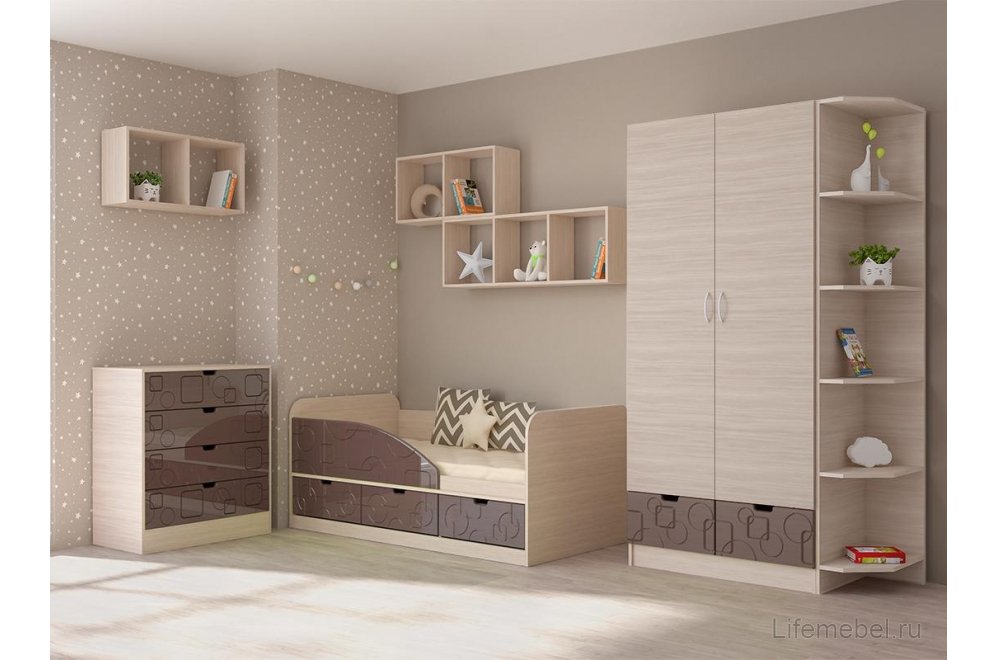 Комод Бриз МДФ ясень светлый / квадрат шоколад