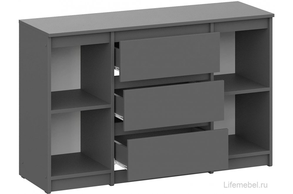 Комод Денвер 3 ящика графит серый