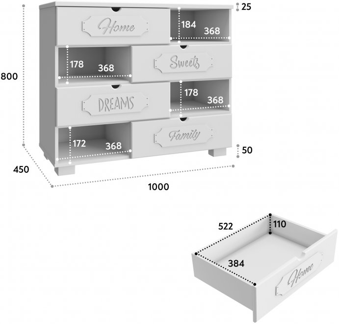 Комод ДримСтар ДС-10 белое дерево
