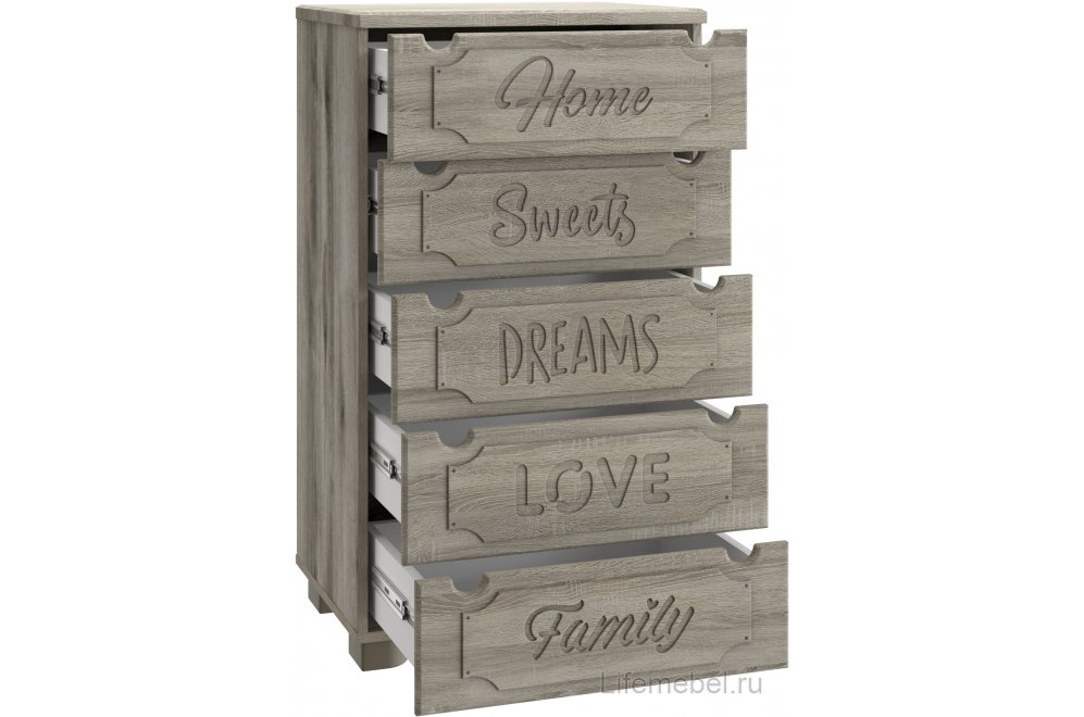 Комод ДримСтар ДС-11 дуб эвок / дуб сонома темный