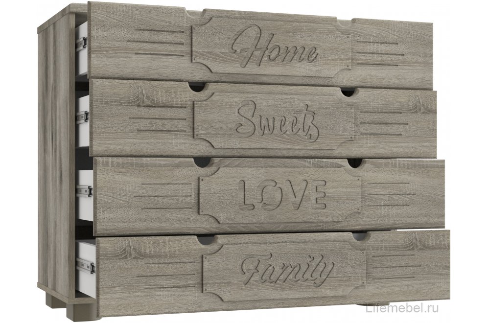 Комод ДримСтар ДС-12 дуб эвок / дуб сонома темный