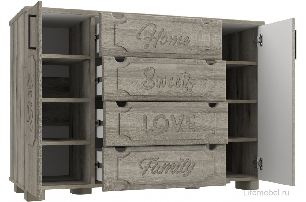 Комод ДримСтар ДС-13 дуб эвок / дуб сонома темный