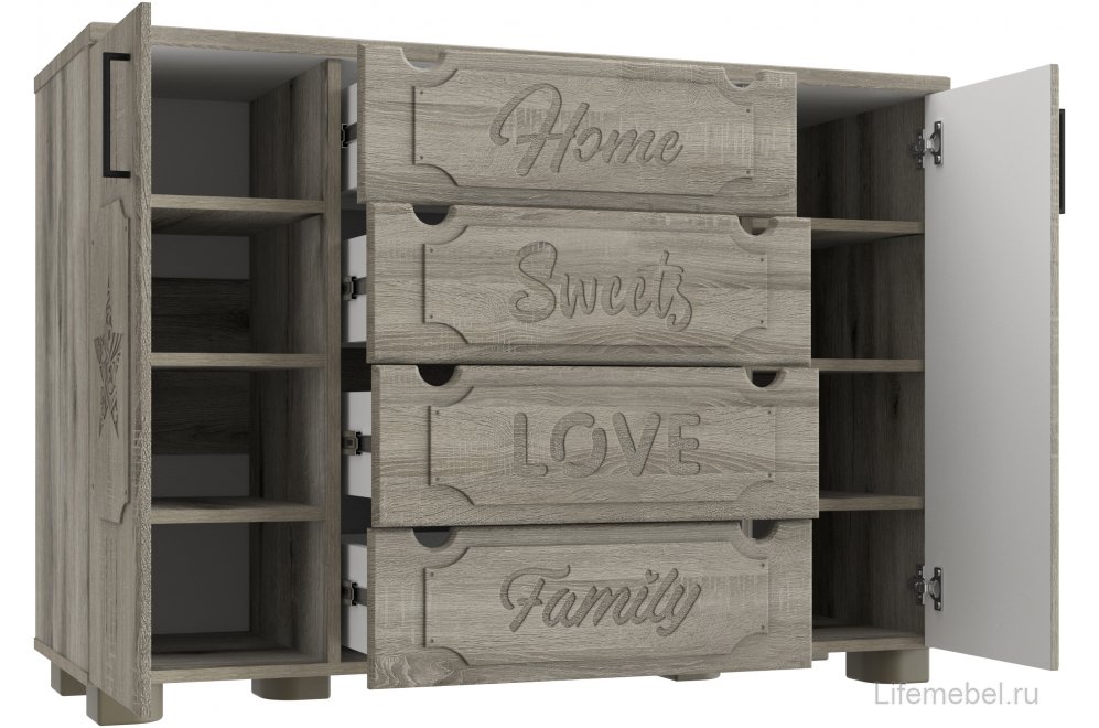 Комод ДримСтар ДС-17 дуб эвок / дуб сонома темный