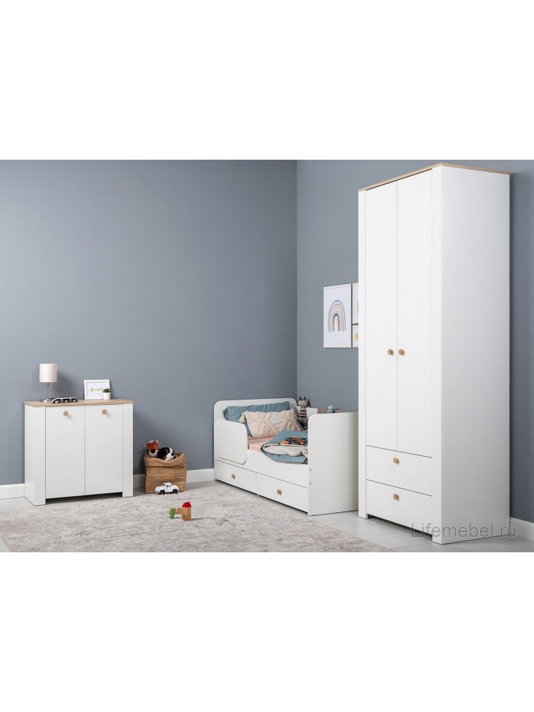 Комод Джастин 16.228.02 белый PE шагрень / дуб белый exclusive OW D4430