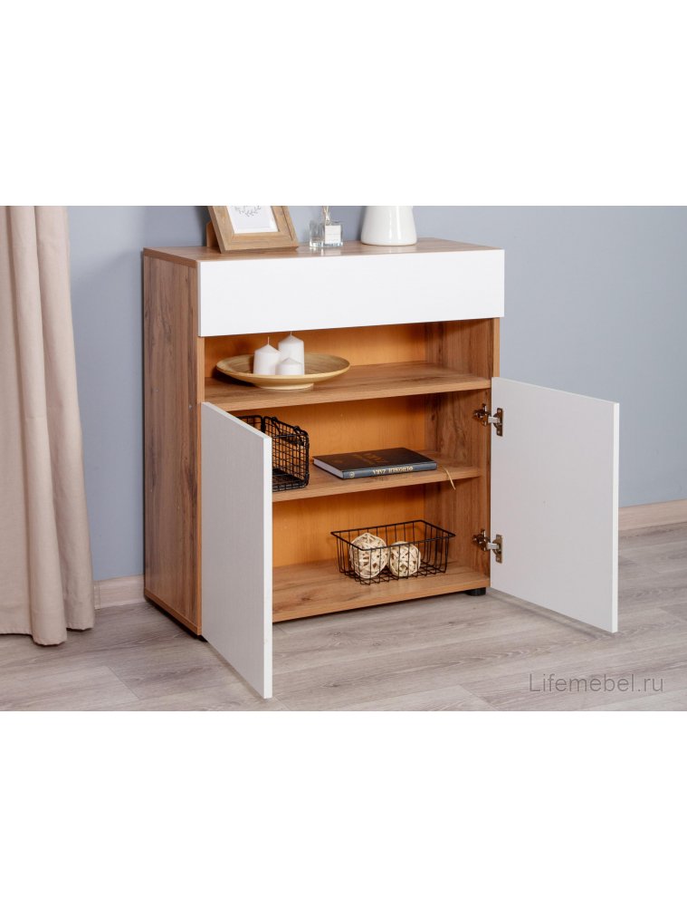 Комод Blues дуб вотан / белое тисненение