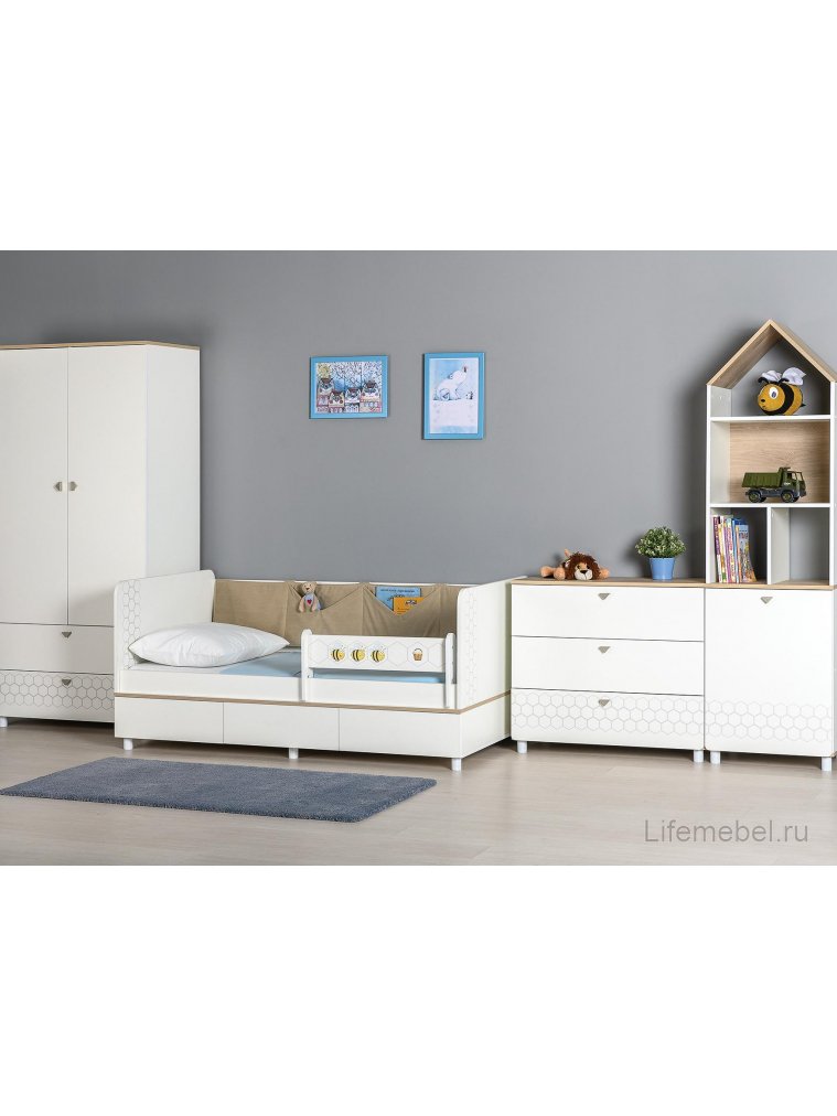 Комод Эльга белый шагрень / дуб белый exclusive