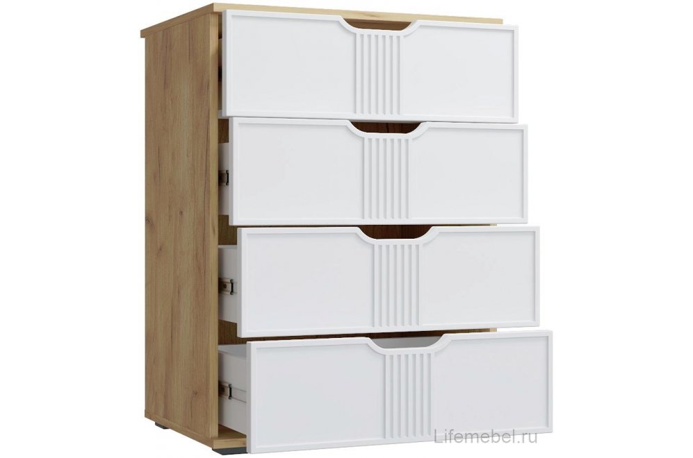 Комод Эмилия ЭЛ-19 дуб крафт золотой / меренга