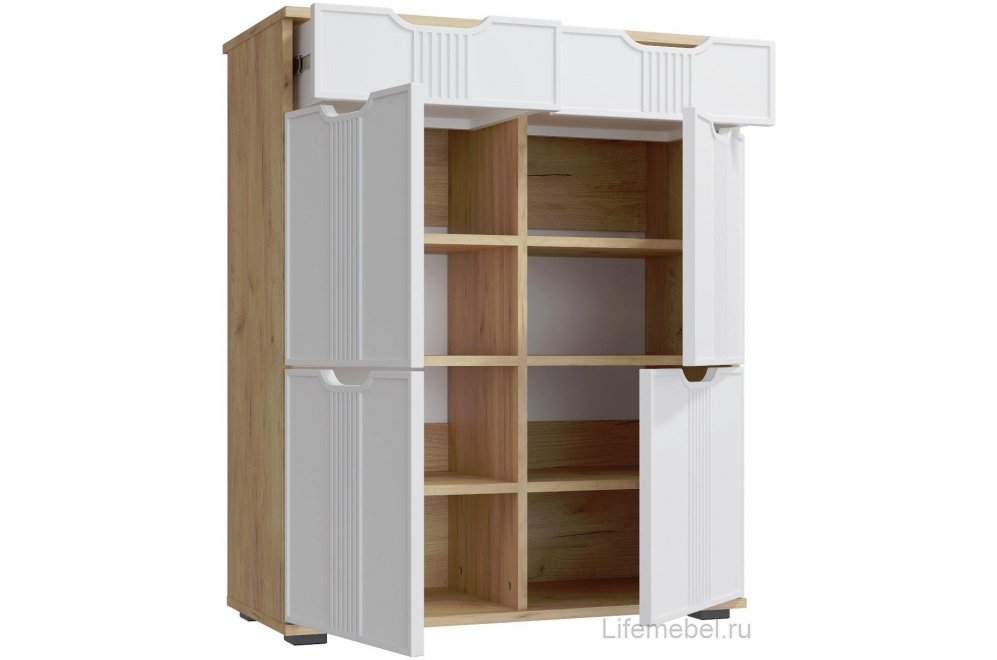 Комод Эмилия ЭЛ-20 дуб крафт золотой / меренга