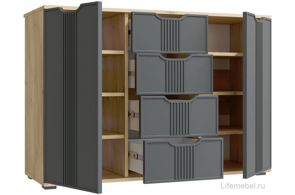 Комод Эмилия ЭЛ-21 дуб крафт золотой / графит