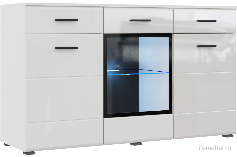 Комод Shine 150 белый / белый глянец