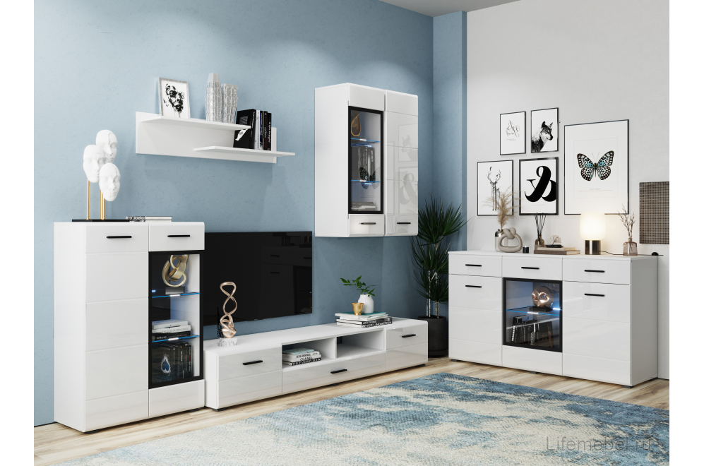 Комод Shine 150 белый / белый глянец