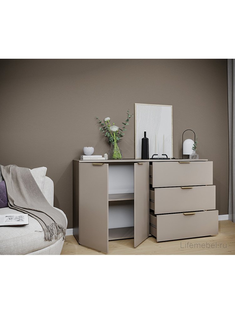 Комод Голд Бостон глиняный / серый ЛДСП