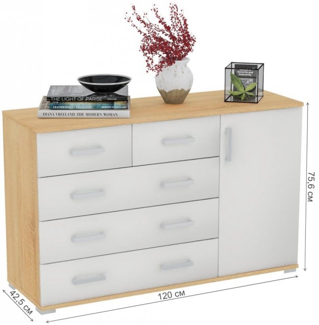 Комод КМД-1245 дуб сонома / белый
