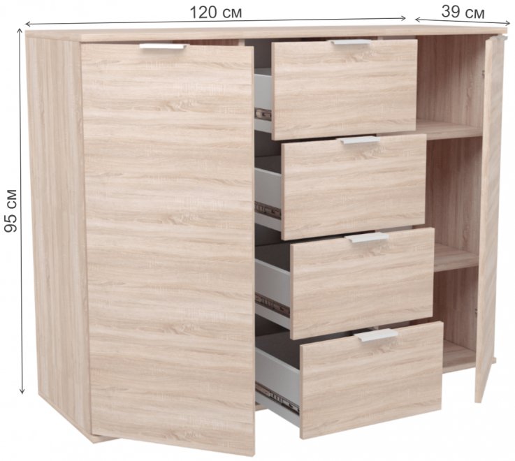 Комод Leset Нолан 4 дуб сонома