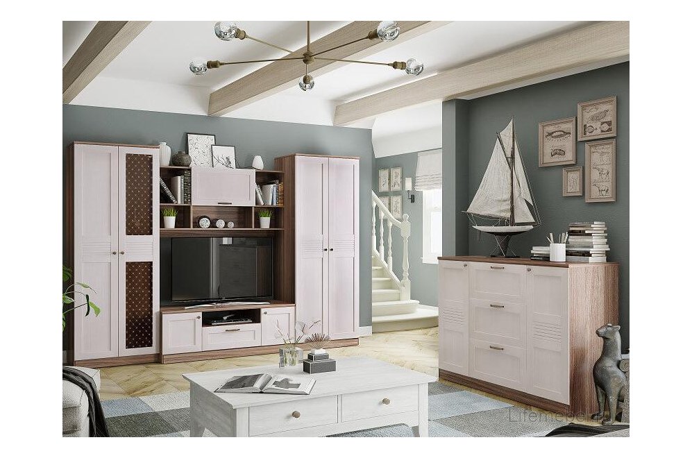 Комод Лестер темный ясень / бодега светлая