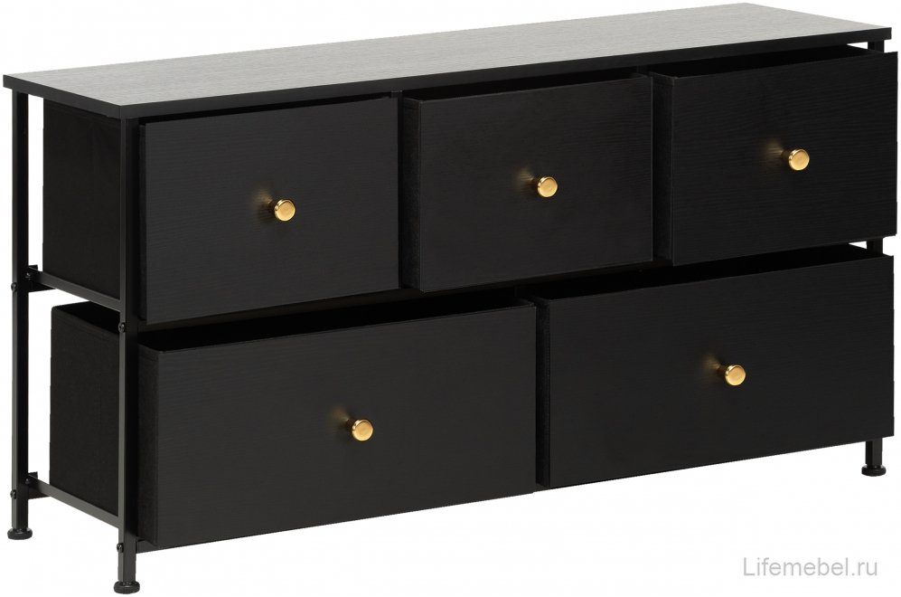 Комод Линкс широкий 5 ящиков черный