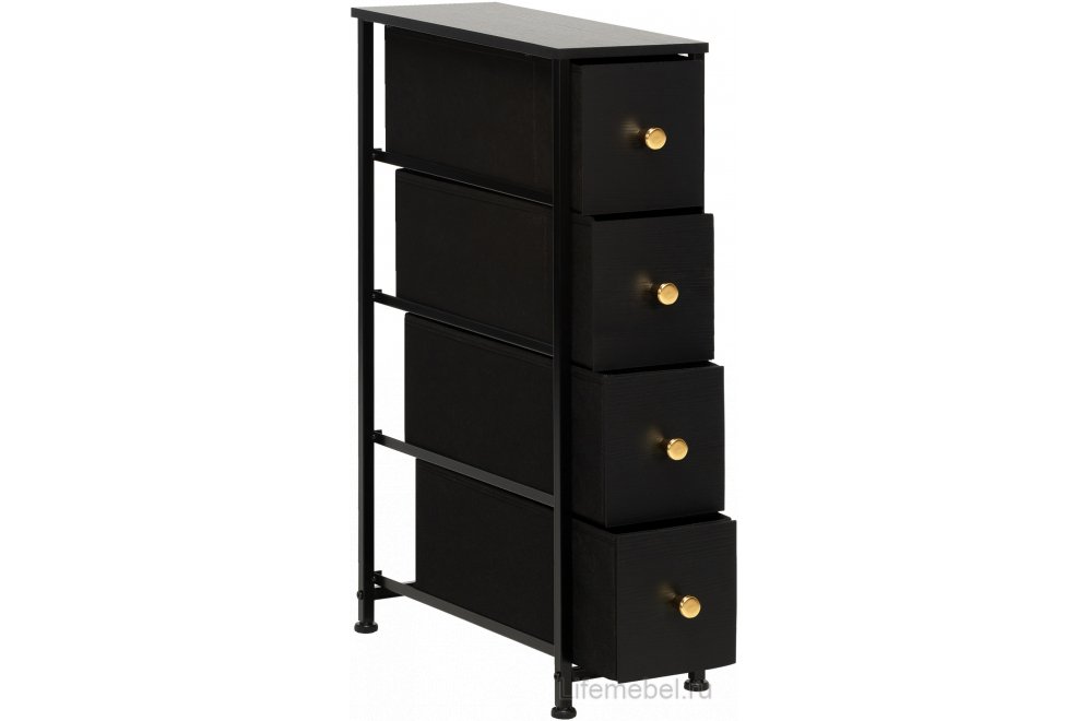 Комод Линкс узкий 4 ящика черный