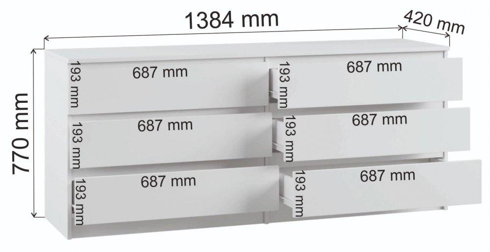Комод Мадера 1384 лдсп белый