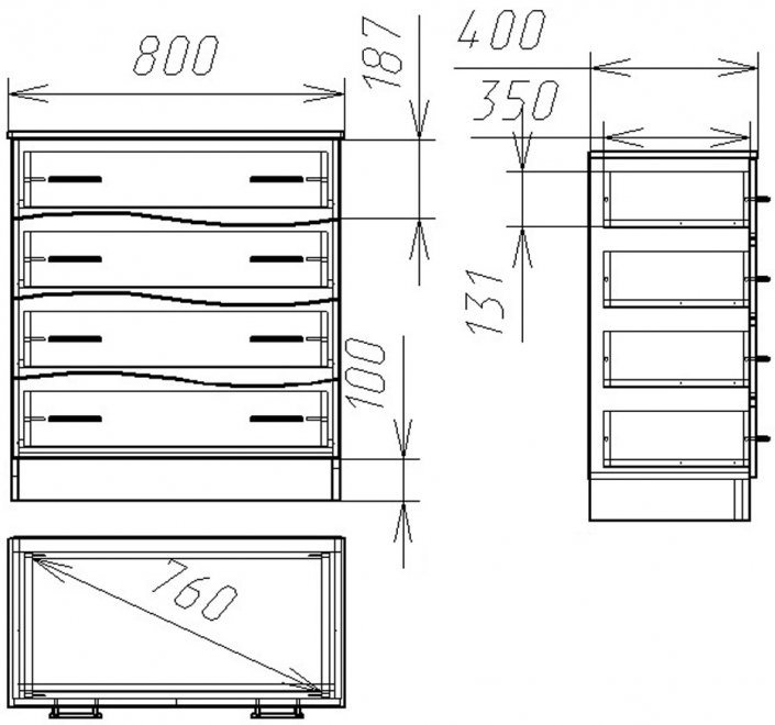 Комод Мебелеф - 11 индиан эбони светлый / черный глянец / красный глянец