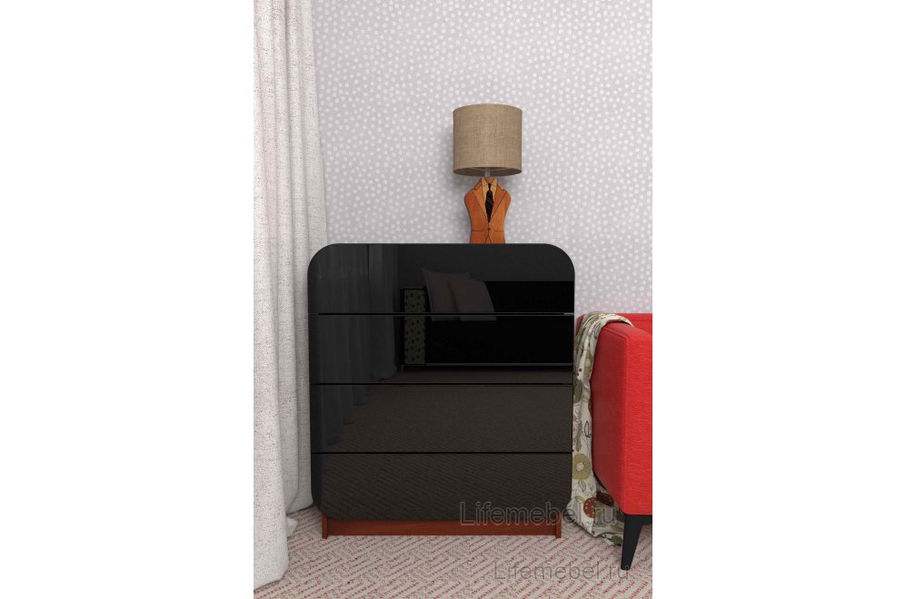 Комод Мебелеф - 25 итальянский орех / черный глянец