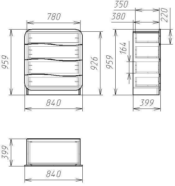 Комод Мебелеф - 26 индиан эбони тёмный / белоснежный глянец