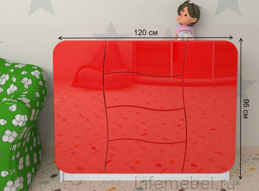 Комод Мебелеф - 38 белый / красный глянец