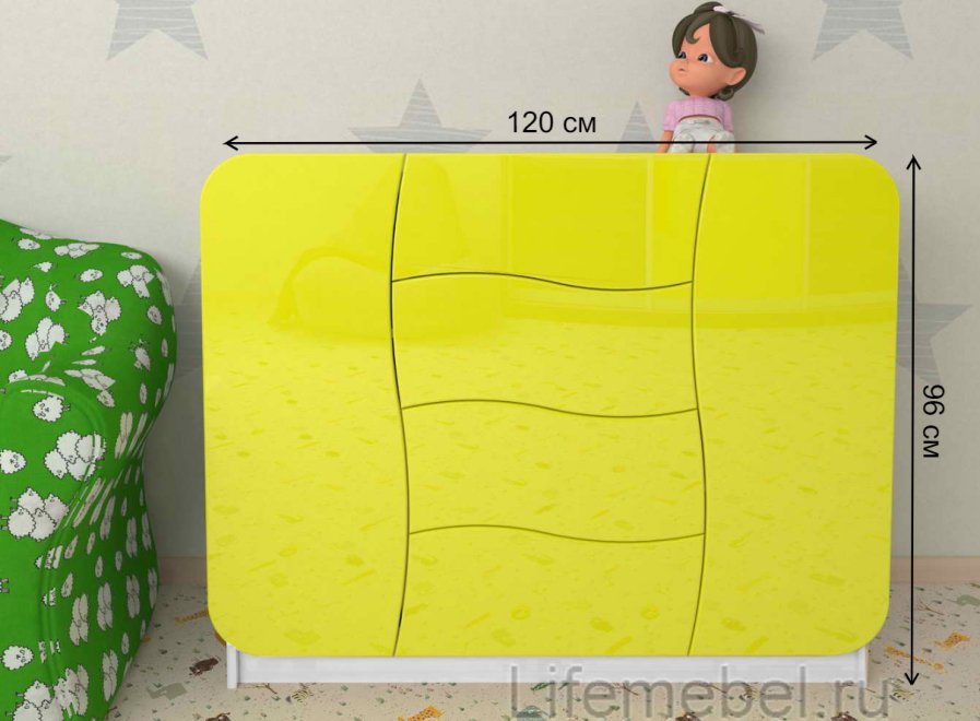 Комод Мебелеф - 38 белый / желтый глянец