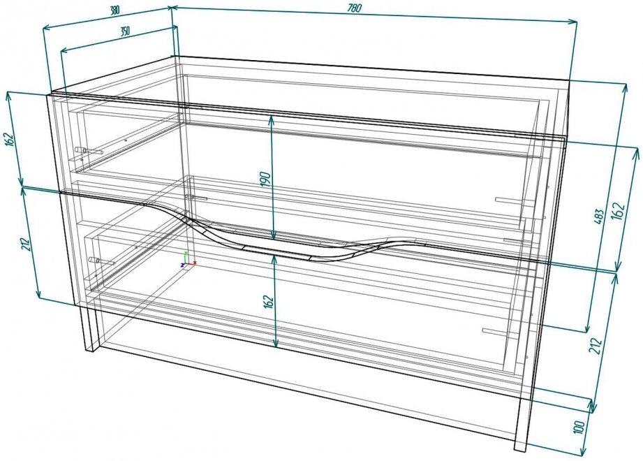 Комод Мебелеф - 50 белый / венге / красный глянец
