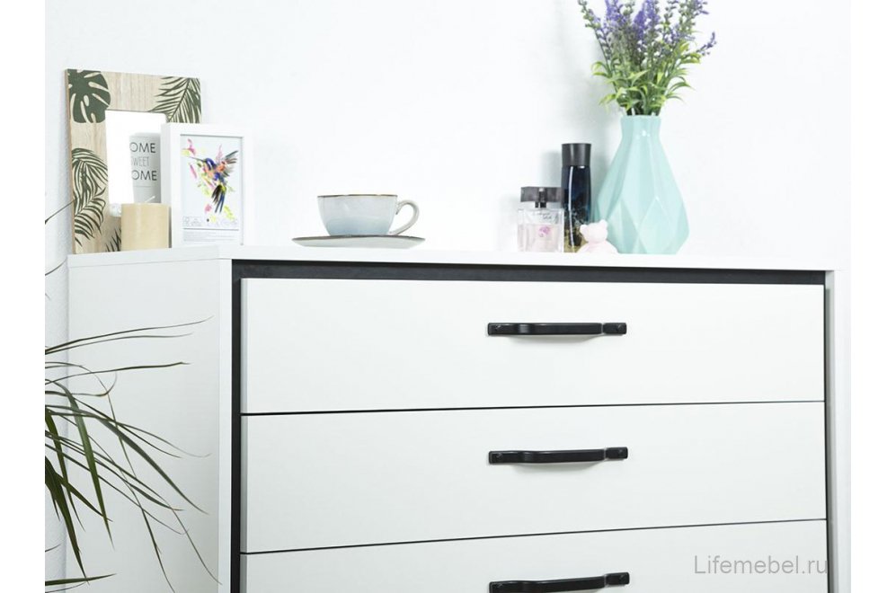 Комод Мельбурн 1408.М2 белый / черный