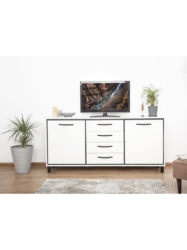 Комод Мельбурн 1409.М2 белый / черный