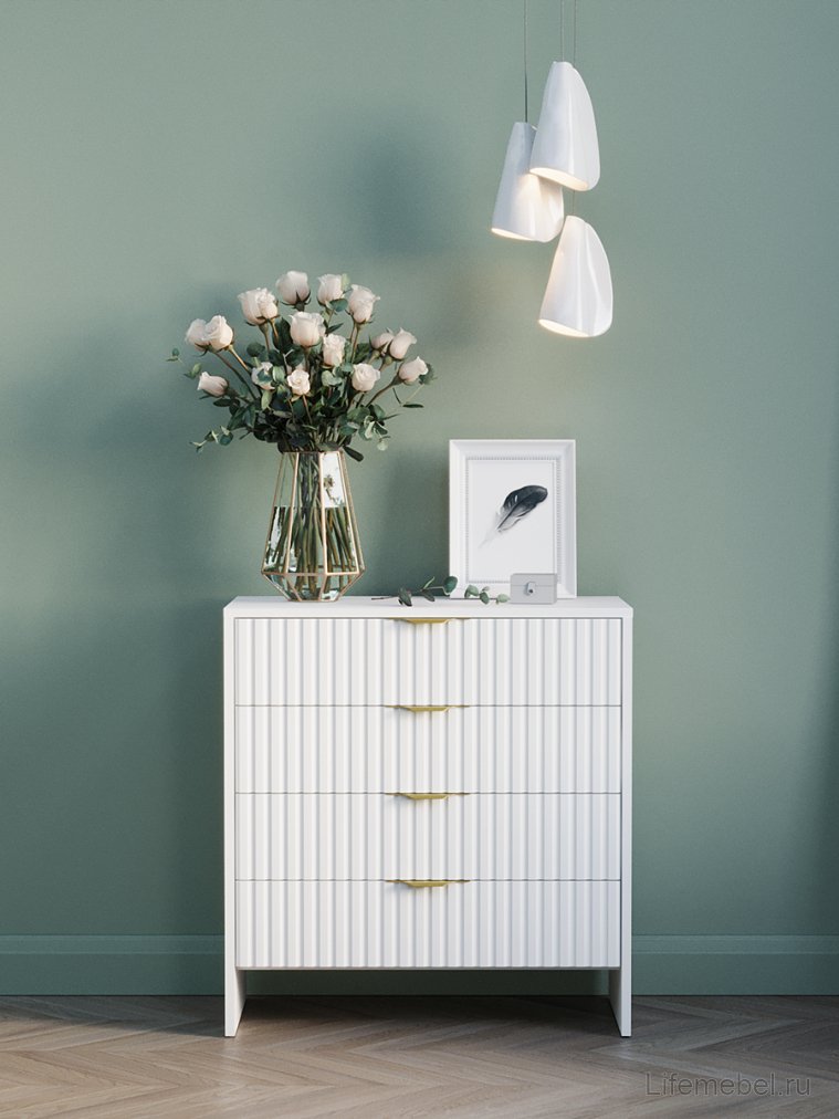 Комод ridberg lugano 4Я белый / золото